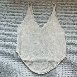 FP Beach Tan Crochet Tank